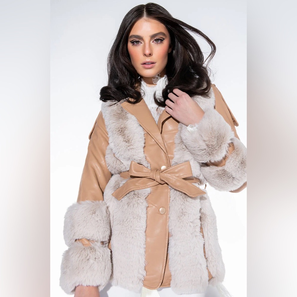 NATTY VICE FAUX FUR MOTO JACKET